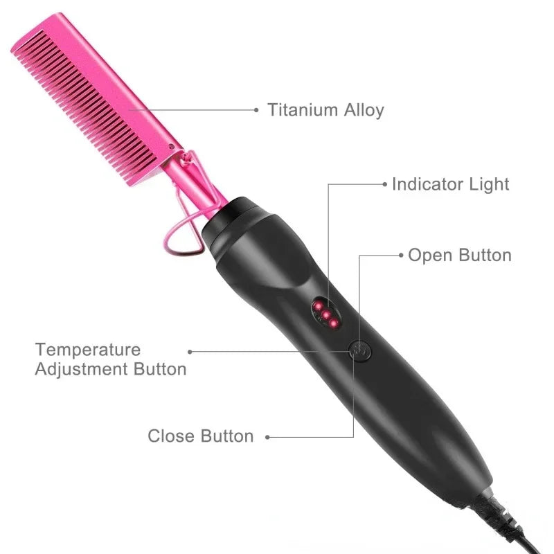 2-in- Electric Hot Comb Hair Straightener