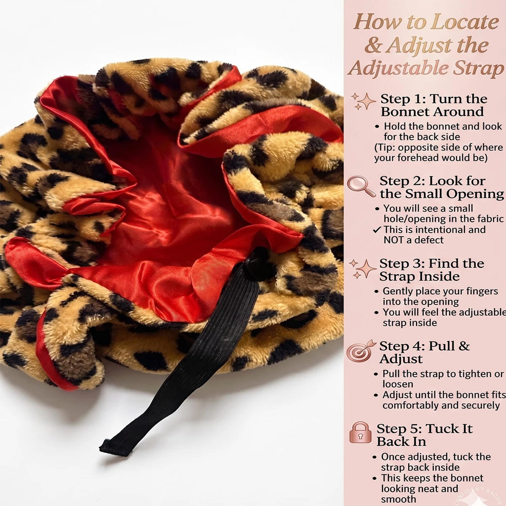 Leopard Teddy Satin-Lined Sleep Bonnet