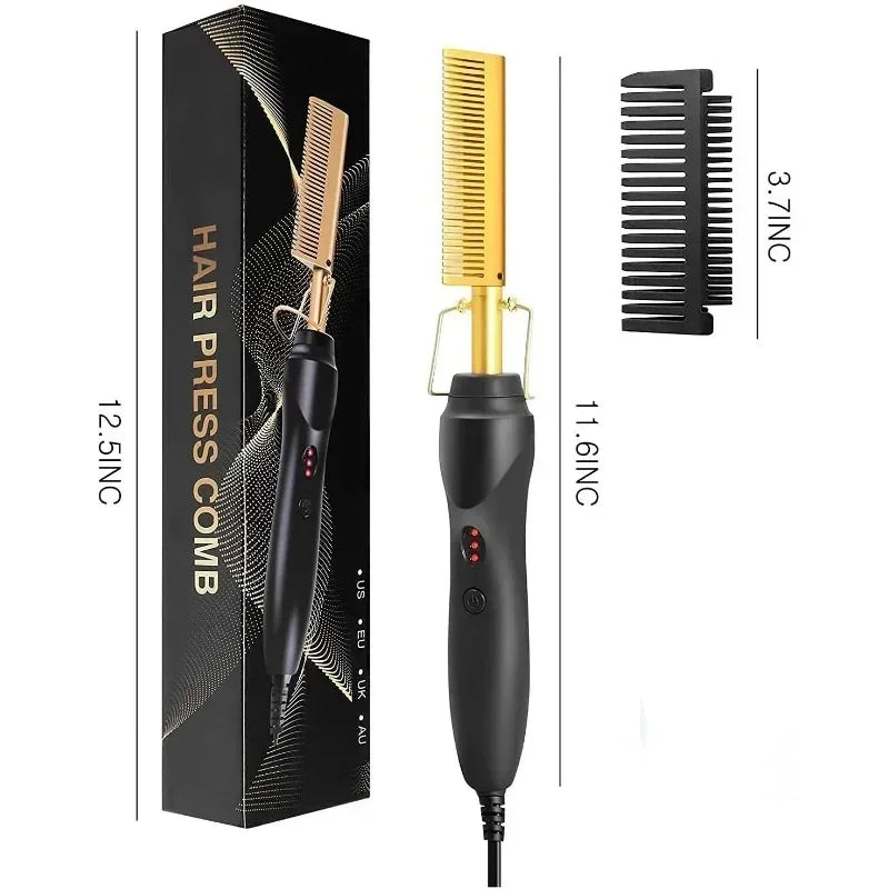 2-in- Electric Hot Comb Hair Straightener