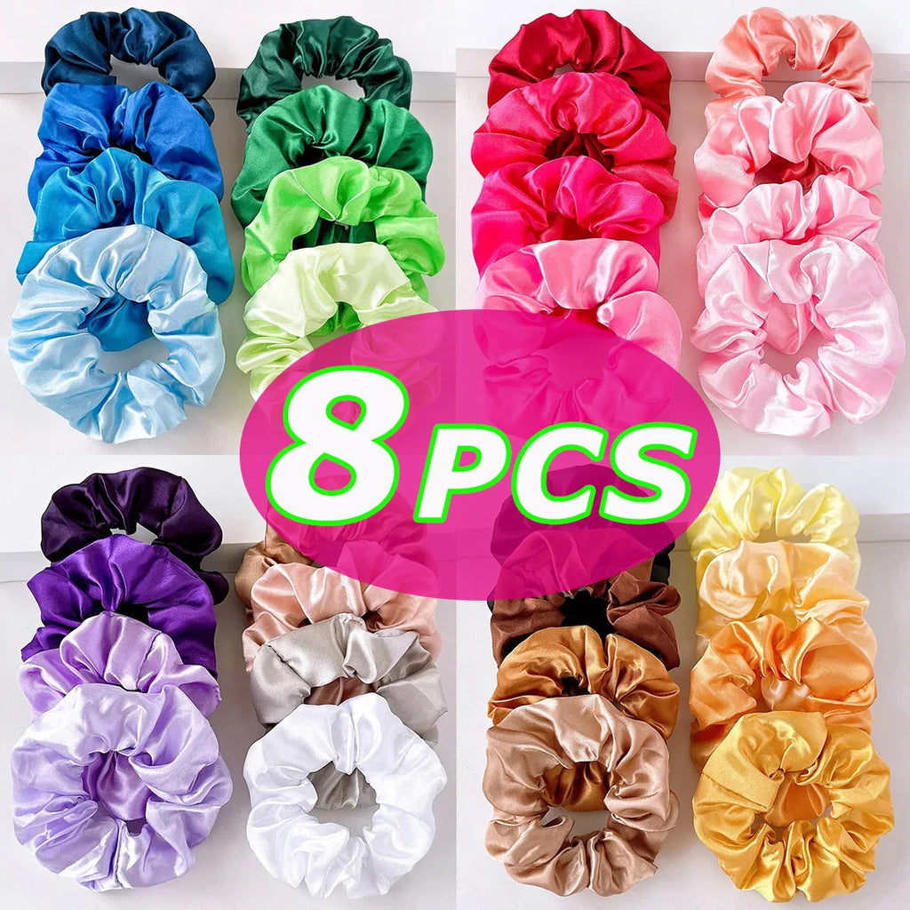 8-Piece Elastic Hair Scrunchie Set
