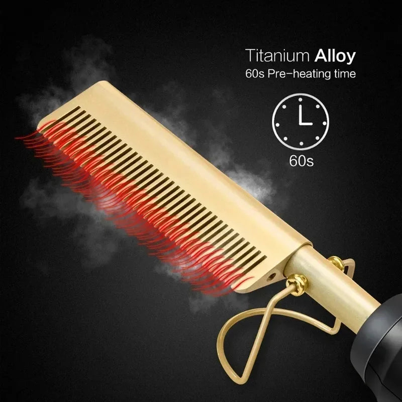 2-in- Electric Hot Comb Hair Straightener