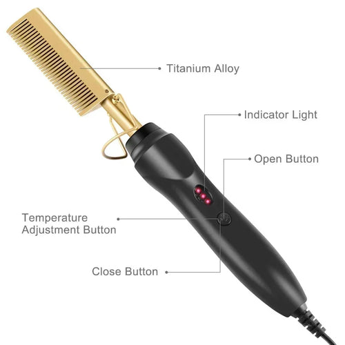 2-in- Electric Hot Comb Hair Straightener