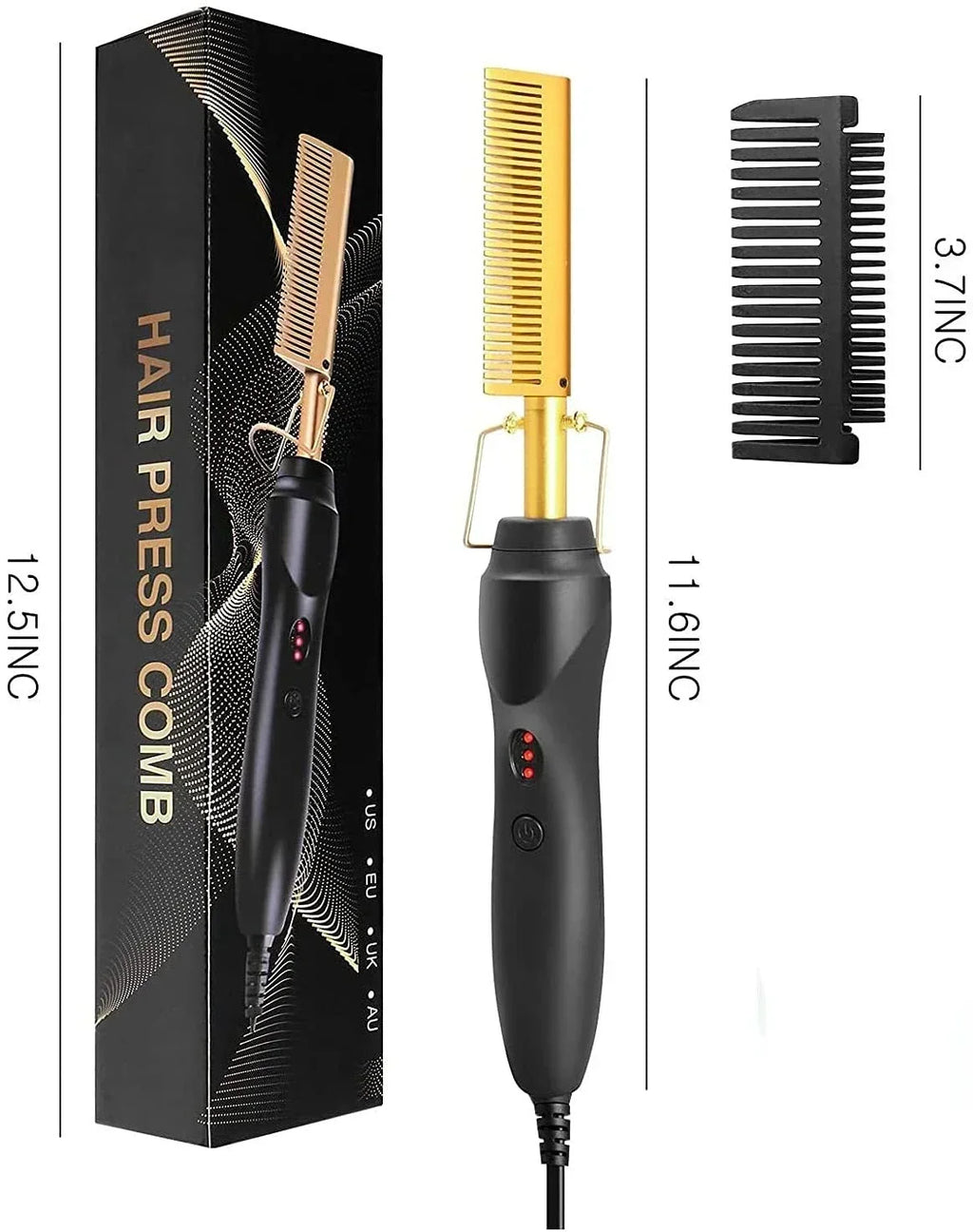 2-in- Electric Hot Comb Hair Straightener