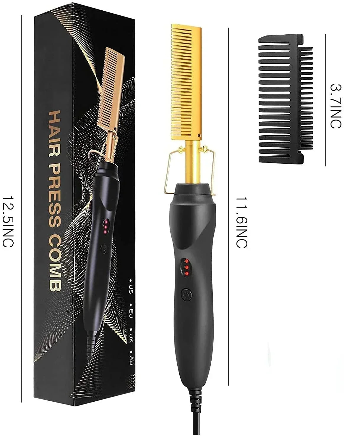 2-in- Electric Hot Comb Hair Straightener